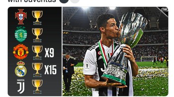 Ia selalu berperan menyumbangkan trofi untuk setiap klub yang dibelanya serta timnas Portugal. Setelah Piala Super Italia, mungkin saja Ronaldo nanti bakal menyumbang trofi lainnya. Foto: istimewa