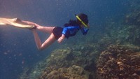 Poyd juga menikmati keindahan negaranya. Ini saat dia menyelami laut Koh Lipe Island, Thailand. (poydtreechada/Instagram)