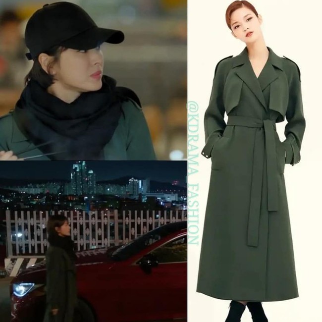 Busana dari brand lokal Korea Selatan, AVOUAVOU, jadi pilihan Song Hye-Kyo lagi di episode enam serial produksi tvN tersebut. Hye-Kyo memakai coat cashmere berwarna hijau yang dipakainya saat makan ramen bersama Park Bo-gum itu dijual seharga 1.589.000 Won atau sekitar Rp 20 juta. Foto: Instagram @kdrama_fashion