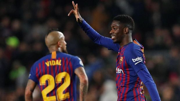 Ousmane Dembele baru diturunkan Ernesto Valverde di pengujung pertandingan.