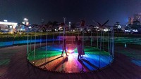 Festival tersebut bertajuk Hong Kong Pulse Light Festival ñ International Light Art Display. Anthony Kwan/Getty Images.