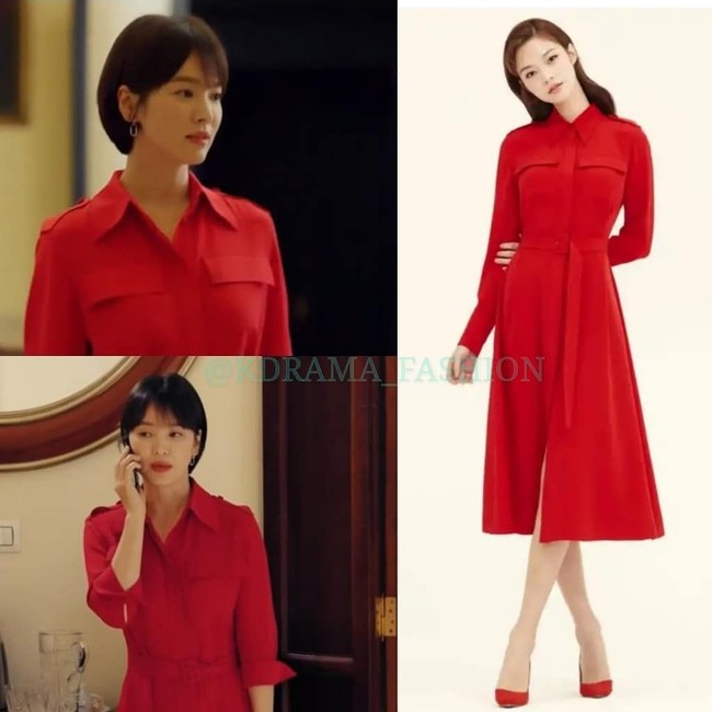Masih dari episode perdana Encounter, Song Hye-Kyo tampil mengenakan dress merah dari brand lokal Korea, AVOUAVOU. Dress yang dikenakannya ketika melakukan adegan tertidur di bahu Kim Jin-hyuk yang diperankan Park Bo-gum itu dijual seharga 899 ribu Won atau sekitar Rp 11,3 juta. Foto: Instagram @kdrama_fashion