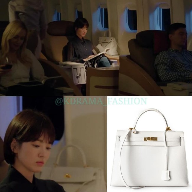 Penampilan Song Hye-Kyo saat menjadi Cha Soo-hyun di episode perdana Encounter menarik atensi pecinta fashion terutama pada berbagai tas yang dibawanya. Song Hye-Kyo tampak membawa tas mewah keluaran Hermes saat melakukan adegan duduk di kursi pesawat yang dikisahkan membawanya menuju Kuba untuk pembukaan cabang hotel baru yang dipimpinnya. Aktris 37 tahun itu terlihat ditemani tas Hermes Kelly berwarna putih yang harganya mencapai ratusan juta rupiah. Foto: Instagram @kdrama_fashion