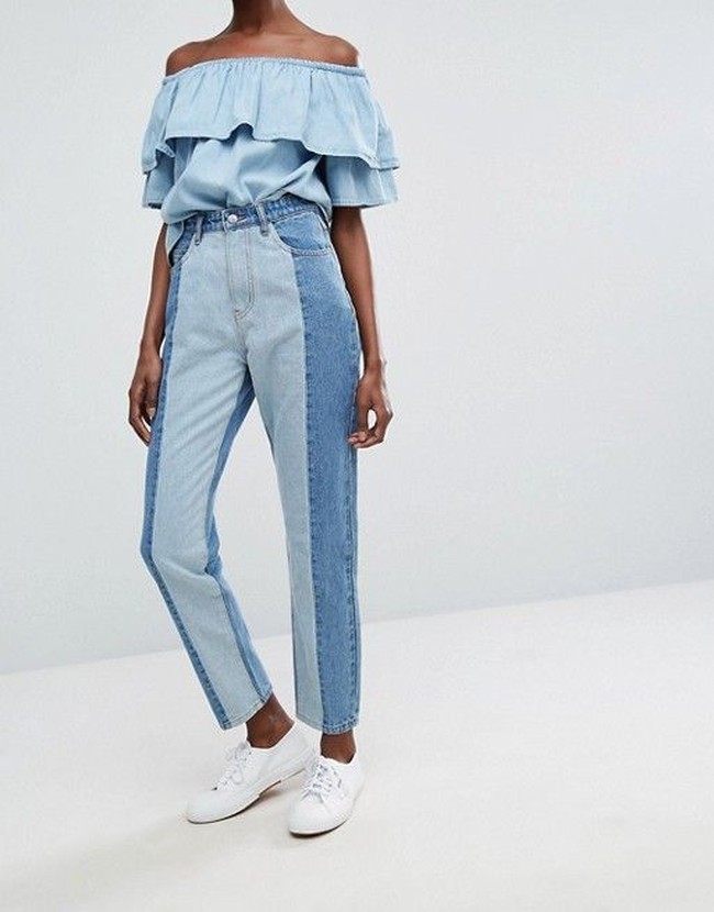 Two-Tone. Jeans dua warna disukai karena bisa memberi ilusi kaki lebih jenjang dan ramping. Foto: ASOS