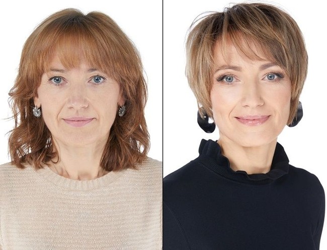 Vilma yang berprofesi sebagai manajer tampak lebih fashionable di usia 50 tahun dengan potongan rambut pendek, anting, dan makeup natural. Foto: Dok. Bogomolov.lv