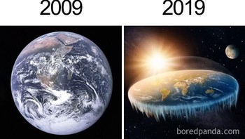 Dulu penganut Bumi bulat, sekarang Bumi datar. Foto: Bored Panda