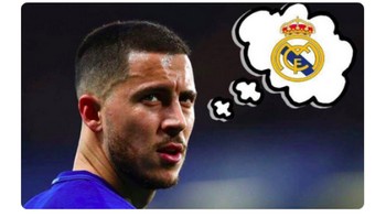 Kekalahan dari Arsenal juga diduga membuat Eden Hazard, bintang Chelsea, akan kembali memikirkan kemungkinan pindah ke Real Madrid. (Foto: Internet/Twitter)