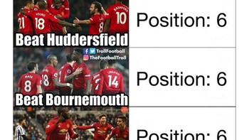 Nah, kemenangan Arsenal atas Chelsea ikut bikin Manchester United kena sindir netizen. Ini terkait posisi MU yang di situ-situ saja walaupun punya tren bagus. (Foto: Internet/Twitter)