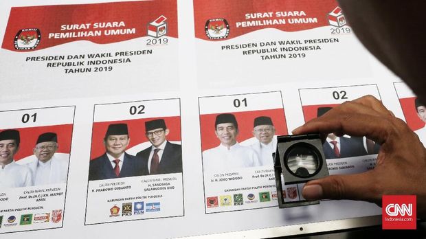 Surat suara Pilpres 2019.