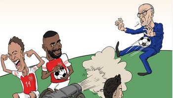 Skuatnya Maurizio Sarri tak kuasa membalas satu gol pun dalam kekalahan 0-2 dari Arsenal. (Foto: Internet/Twitter)