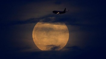 Permulaan gerhana Bulan total nampak terlihat di sejumlah negara di dunia, khususnya kawasan Amerika. Mike Blake/Reuters.