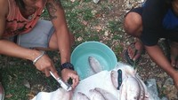 Dalam akun Instagram pribadinya, Bucek pun tampak sedang memotret salah satu temannya yang sedang membersihkan ikan. Foto: Instagram @bucek