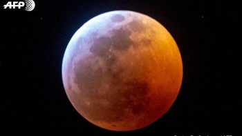 Selain itu, kantor berita AFP juga membagikan foto gerhana Bulan serigala yang terlihat di Miami, Florida. Foto: Gaston De Cardenas/AFP via Twitter/AFP
