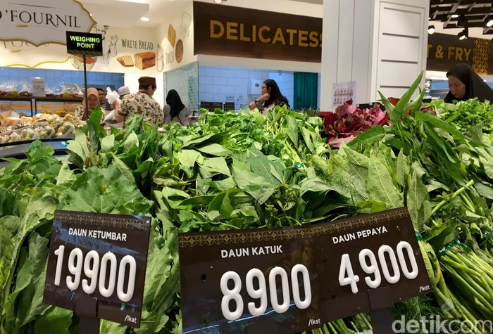 Ilustrasi Pusat Perbelanjaan Modern, sayur mayur, buah-buahan dan daging segar
