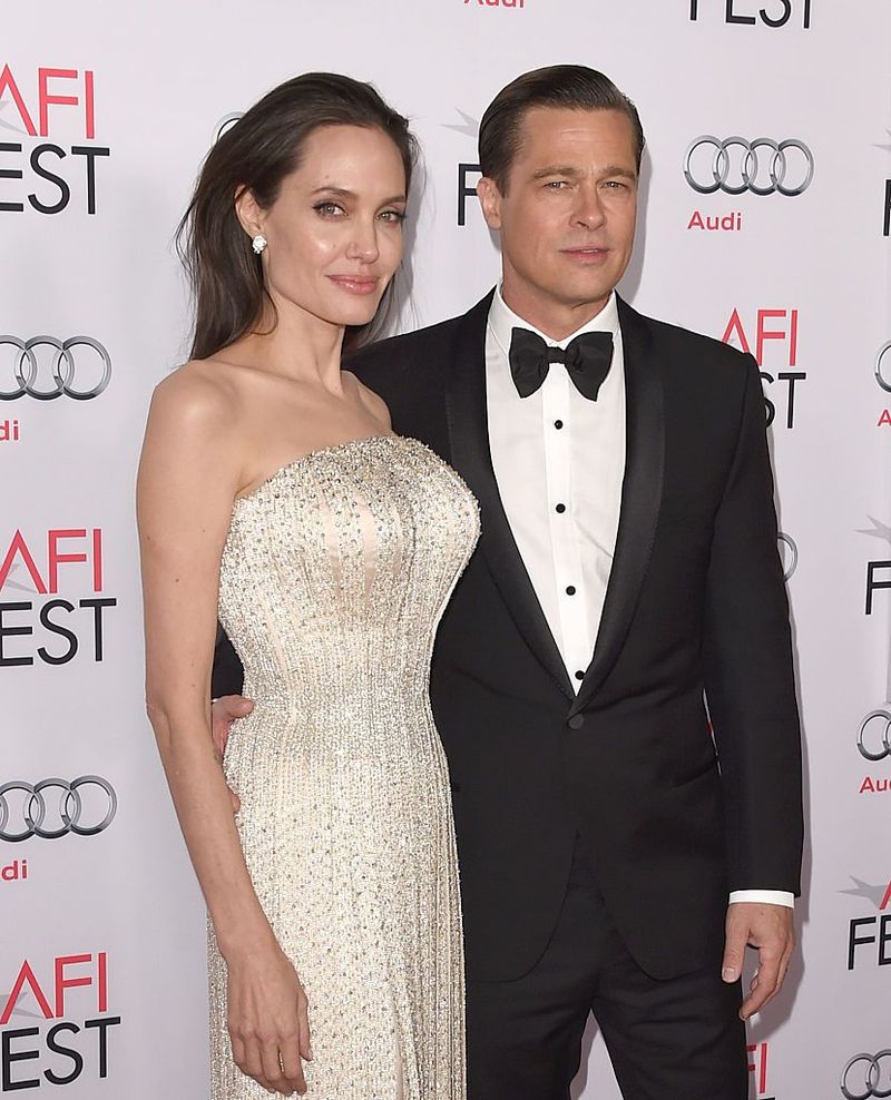HOLLYWOOD, CA - NOVEMBER 05:  Writer-director-producer-actress Angelina Jolie Pitt (L) and actor-producer Brad Pitt attend the opening night gala premiere of Universal Pictures' 'By the Sea' during AFI FEST 2015 presented by Audi at TCL Chinese 6 Theatres on November 5, 2015 in Hollywood, California.  (Photo by Jason Merritt/Getty Images)
