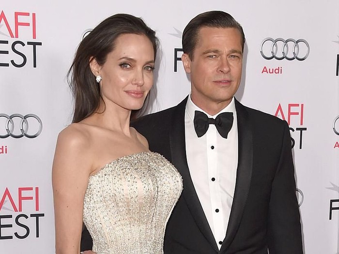 HOLLYWOOD, CA - NOVEMBER 05:  Writer-director-producer-actress Angelina Jolie Pitt (L) and actor-producer Brad Pitt attend the opening night gala premiere of Universal Pictures By the Sea during AFI FEST 2015 presented by Audi at TCL Chinese 6 Theatres on November 5, 2015 in Hollywood, California.  (Photo by Jason Merritt/Getty Images)
