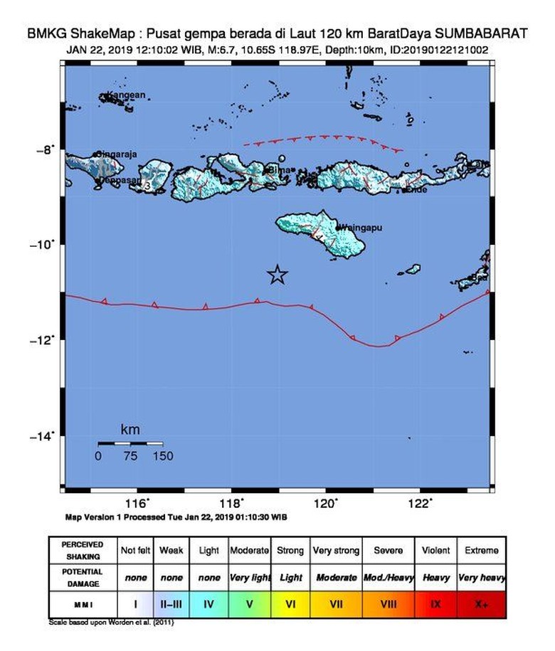 Gempa M 6,7 di Sumba Barat Terasa hingga Sumbawa-Lombok Gempa M 6,7 di Sumba Barat Terasa hingga Sumbawa-Lombok