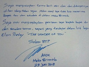 Sederet Surat yang Ditulis Ahok dari Balik Penjara