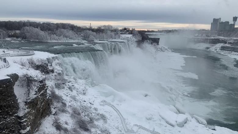 air terjun niagara di kanada-as membeku air terjun