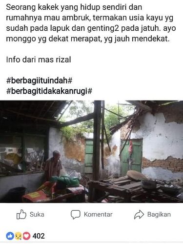 Cerita Sadikun, Tinggal di Rumah Reyot dan Tidur di Emper Saat Hujan