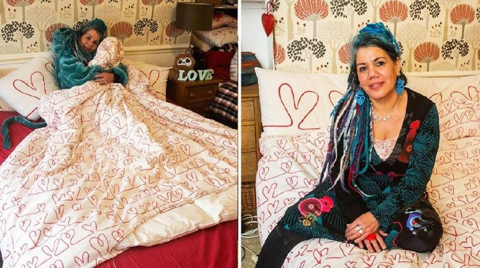 Pascale Sellick dan selimut kesayangannya. Foto: Facebook Pascale Pauly Sellick Pascale Sellick dan selimut kesayangannya. Foto: Facebook Pascale Pauly Sellick