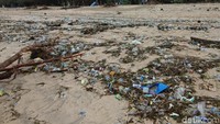 Salah seorang pedagang di lokasi yang enggan disebutkan namanya mengaku tumpukan sampah memang biasa terjadi setiap hari saat bulan musim angin Barat pada Januari-Februari. (Muhammad Idris/detikTravel)