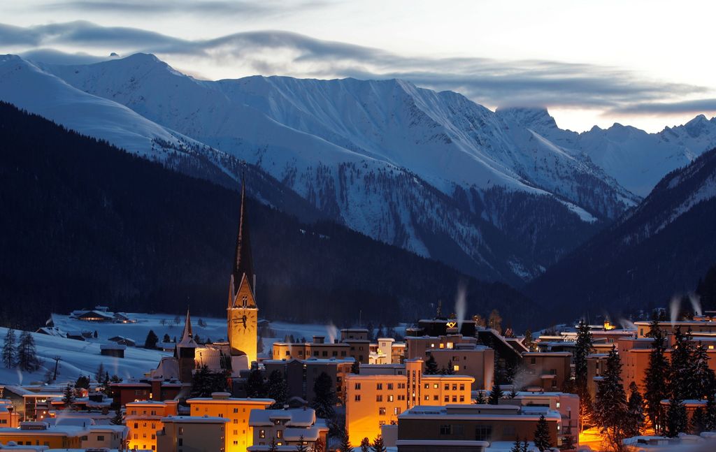 A general view shows Davos in the evening ahead of World Economic Forum (WEF), Switzerland, January 20, 2019. REUTERS/Arnd Wiegmann