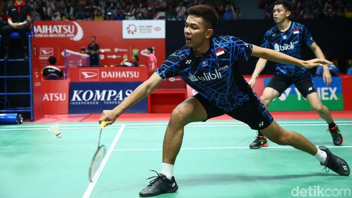 Fajar Alfian/Mohammad Rian Ardianto harus bertarung dengan Kevin Sanjaya/Marcus Fernaldi dan Hendra Setiawan/Mohammad/Ahsan ke Olimpiade 2020. (Grandyoz Zafna/detikSport)