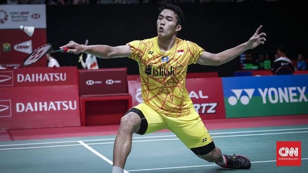 Jonatan Christie bakal menghadapi pemenang duel Kento Momota lawan Jan O Jorgensen di babak kedua.