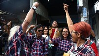 Para pendukung setia Ahok (Ahoker) nampak berkumpul di sekitar kawasan Mako Brimob, Depok, Kamis (24/1/2019).