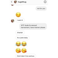 Dalam unggahan tersebut terlihat jika DJ Hugel mengatakan sesuatu yang berbau seksual dan tidak disukai DJ Soda. Wanita seksi itu pun lalu membalas, Apa-apaan dude ini adalah pelecehan seksual, tolong jaga sikap,. Namun DJ Hugel membalasnya dengan mengatakan itu hanya bercanda dan meminta Soda untuk tidak menganggapnya serius. Foto: Instagram @deejaysoda