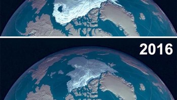 Dulu dan sekarang, es banyak mencair. (Foto: Boredpanda)