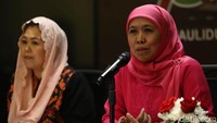 Ketua Umum PP Muslimat NU Khofifah Indar Parawansa dan Ketua Panitia Harlah Muslimat NU Yenny Wahid menggelar jumpa pers terkait harlah di Jakarta, Jumat (25/1/2019).