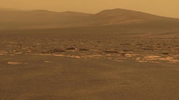 Salah satu foto pemandangan Mars yang dijepret Opprtunity, terlihat luas dan gersang. Foto: NASA