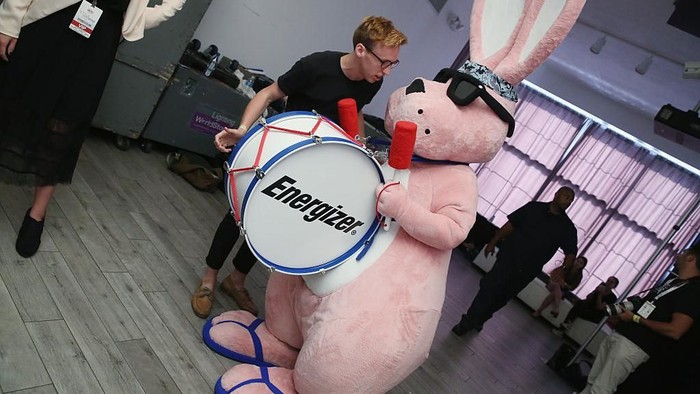 NEW YORK, NY - SEPTEMBER 13:  The Energizer Bunny prepares to walk the runway before Vipe Activewear Collection with Angela Simmons fashion show during Style360 NYFW September 2016 at Metropolitan West on September 13, 2016 in New York City.  (Photo by Mireya Acierto/Getty Images)