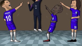 Pemain Chelsea digambarkan tertawa melihat pelatih Tottenham kesulitan meraih piala. Foto: istimewa