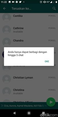 Batasan Forward Pesan WhatsApp Mulai Dirasakan Pengguna