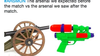 Meriam Arsenal berubah jadi pistol mainan. Foto: istimewa