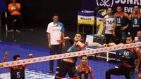Tim putra Jakarta BNI 46 memenangi pertandingan dengan skor 3-0 (25-20, 25-16, 25-20). Istimewa/BNI.