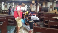 Gereja Katedral Jolo di provinsi Sulu tersebut dibom sebanyak 2 kali. Western Mindanao Command/Handout via REUTERS.