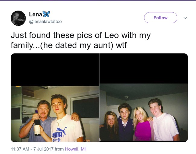 Mengingat Leonardo DiCaprio selalu mengencani wanita cantik pasti bibi dari netizen ini juga tak kalah menawan dari model-model yang jadi mantan Leo. Foto: Twitter