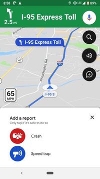Fitur laporan kecelakaan di Google Maps.