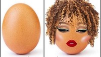 Nah, begini kira-kira kalau telur yang sudah dirias diberi rambut palsu. Terlihat seperti boneka, ya. Foto: Instagram lynne_makeup  