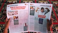 Pada headline halaman pertama ditulis judul Reuni 212: Kepentingan Umat atau Kepentingan Politik?.