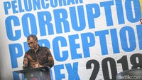 Ketua KPK Agus Rahardjo menghadiri peluncuran indeks persepsi korupsi 2018 versi Transparansi International Indonesia (TII) di Jakarta, Selasa (29/1/2019).