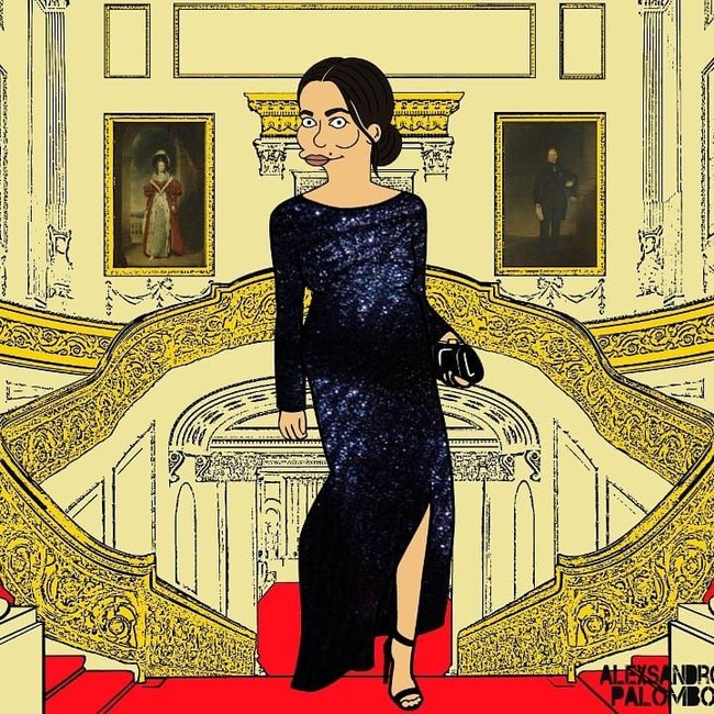 Meghan mencuri perhatian berbalut gaun Roland Mouret seharga US$ 5.595 atau hampir Rp 80 juta yang memperjelas siluet perut hamilnya. Foto: Instagram AleXandro Palombo