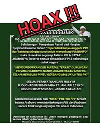 Maklumat hoax yang catut nama Habib Rizieq