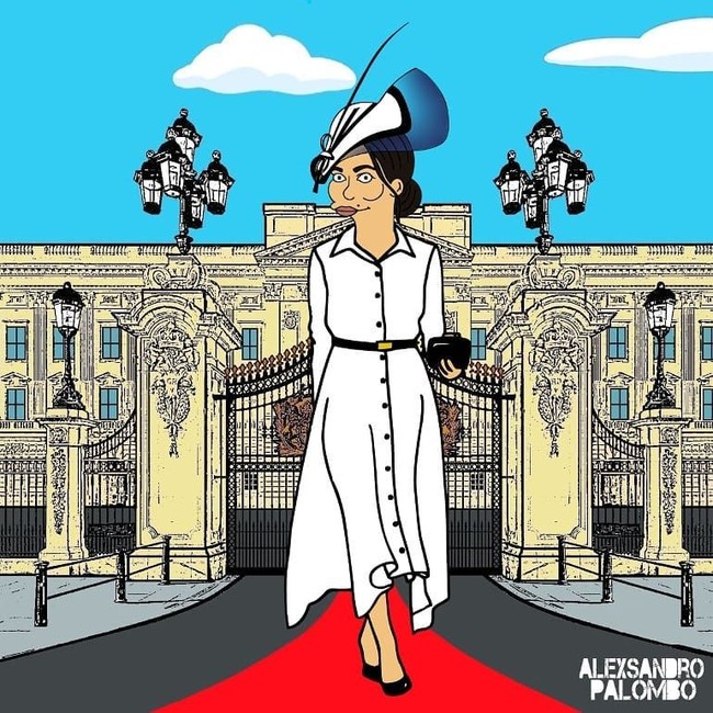 Gaun lainnya dari Givenchy yang menciptakan penampilan yang unik dari seorang Meghan Markle. Foto: Instagram AleXandro Palombo