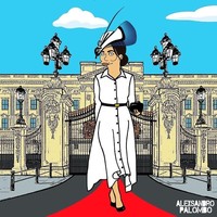 Gaun lainnya dari Givenchy yang menciptakan penampilan yang unik dari seorang Meghan Markle. Foto: Instagram AleXandro Palombo