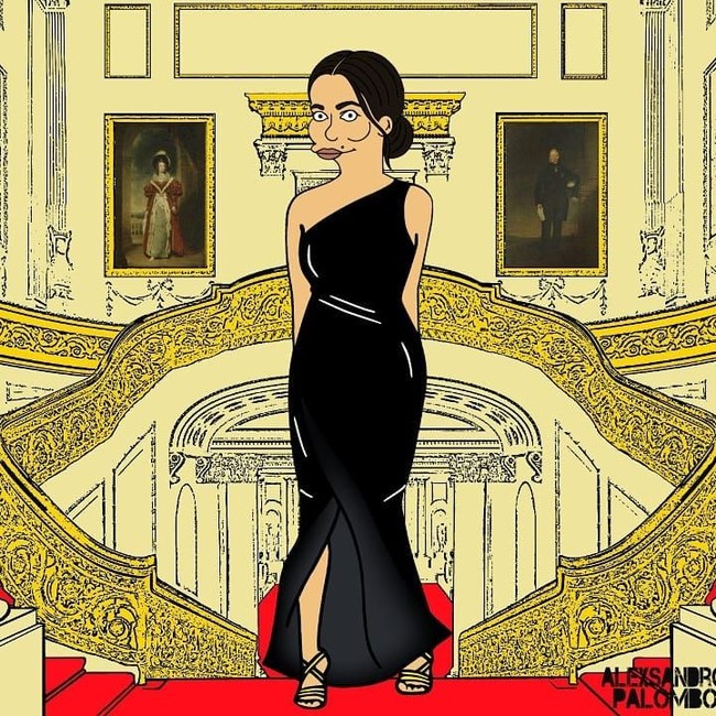 Penampilan Meghan bergaun one shoulder dari Givenchy. Foto: Instagram AleXandro Palombo